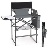 Folding Tall Camping Chair with Footrest and Cup Holders