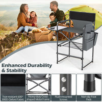 Folding Tall Camping Chair with Footrest and Cup Holders