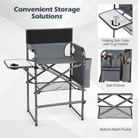 Folding Tall Camping Chair with Footrest and Cup Holders