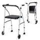 Folding Walker Lightweight Aluminum with 2 Wheels and Padded Seat for Seniors