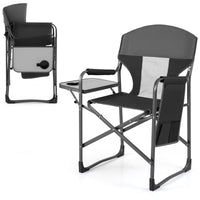 Folding Camping Chair Oversized Padded Portable Directors Chair with Side Table