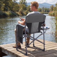 Folding Camping Chair Oversized Padded Portable Directors Chair with Side Table