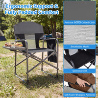 Folding Camping Chair Oversized Padded Portable Directors Chair with Side Table