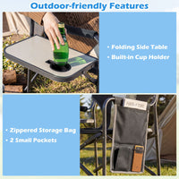 Folding Camping Chair Oversized Padded Portable Directors Chair with Side Table