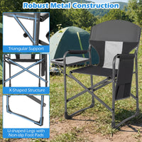 Folding Camping Chair Oversized Padded Portable Directors Chair with Side Table