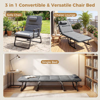 3-in-1 Folding Camping Cot with Mattress and Adjustable Backrest