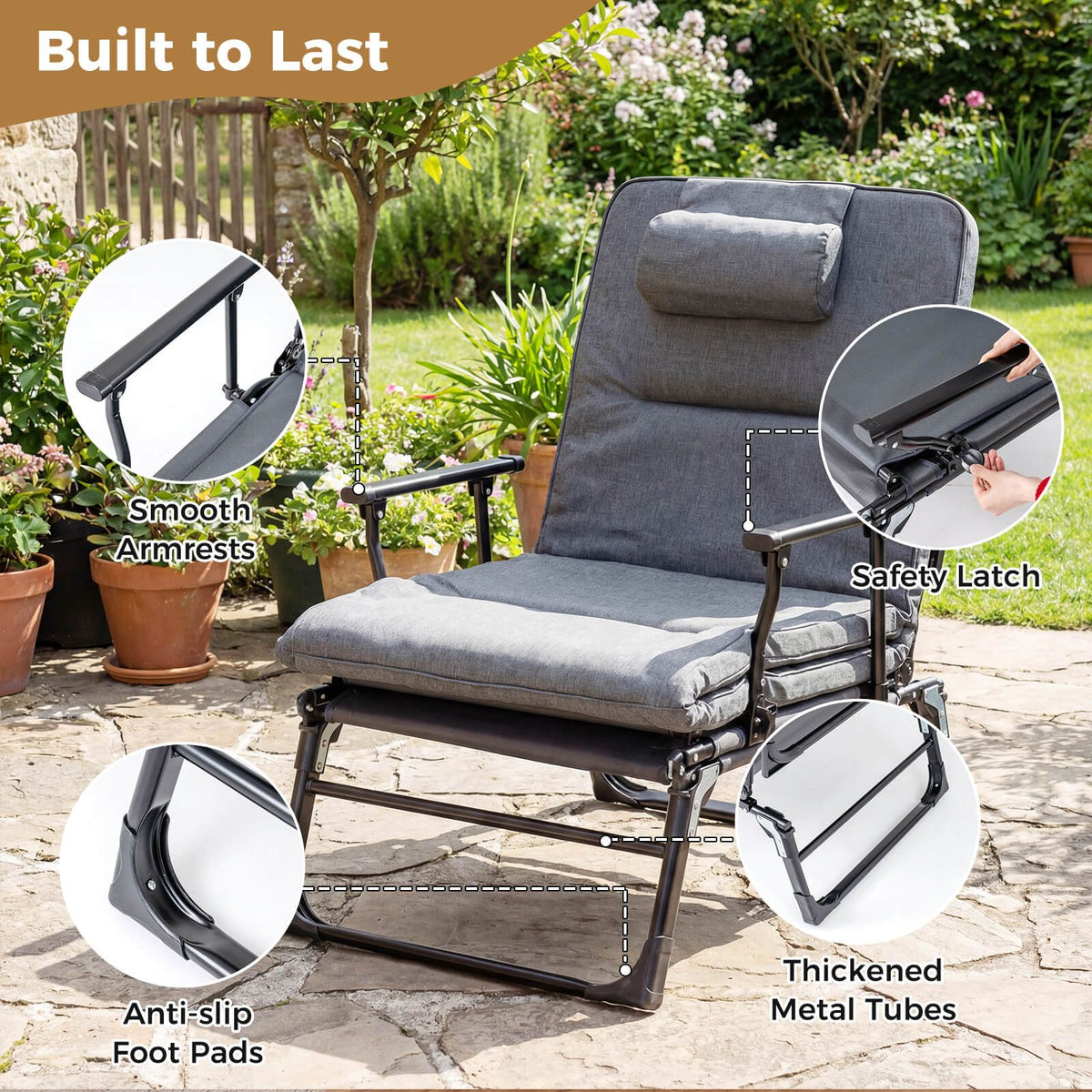 3-in-1 Folding Camping Cot with Mattress and Adjustable Backrest