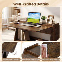 Folding Workstation on Wheels with Shelves for Small Space Home Office