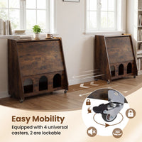 Folding Workstation on Wheels with Shelves for Small Space Home Office