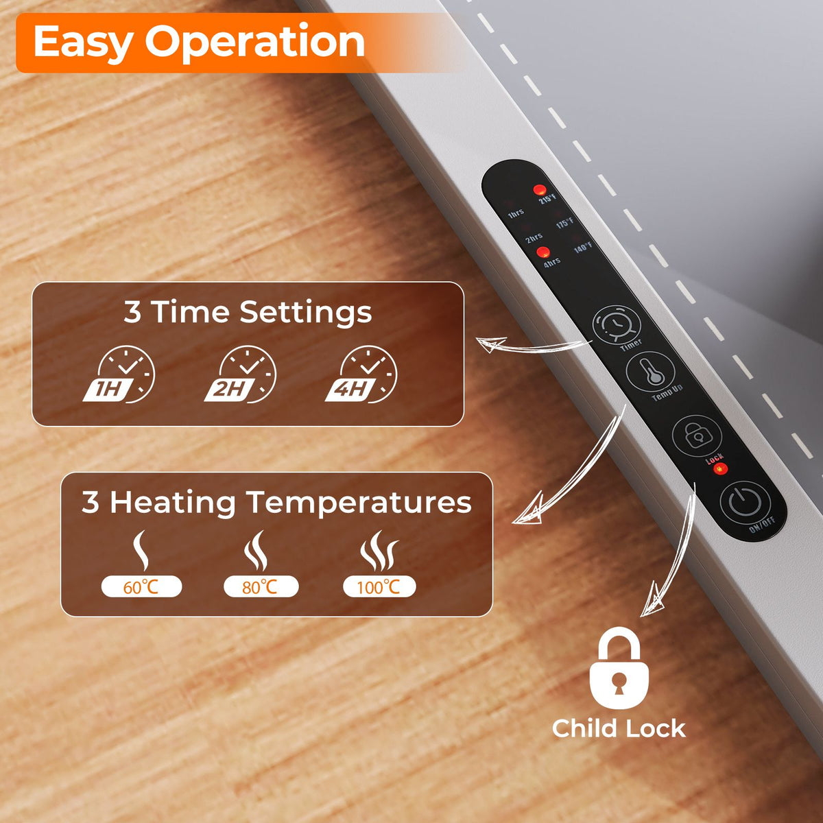 Food Warming Mat with Adjustable Temperature and Timer