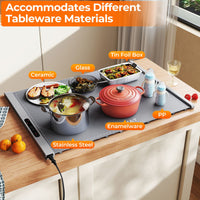 Food Warming Mat with Adjustable Temperature and Timer