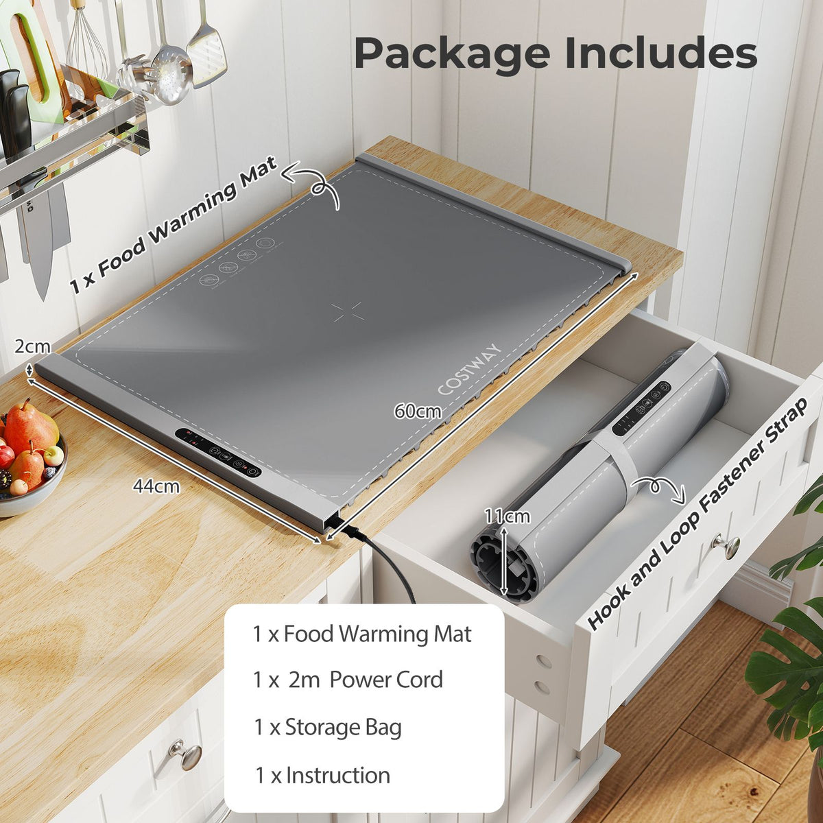 Food Warming Mat with Adjustable Temperature and Timer