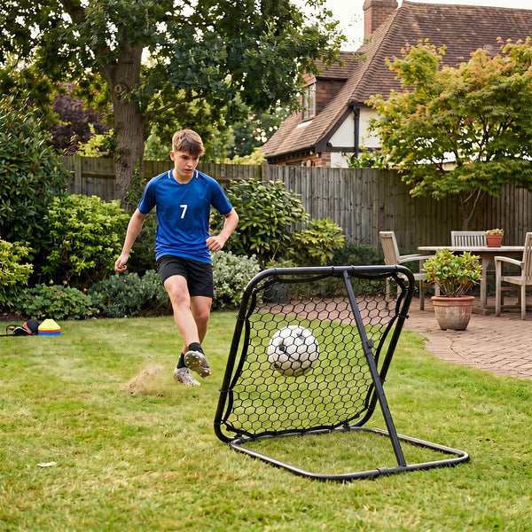 Football Rebounder with 7 Adjustable Angles and 4 Ground Stakes
