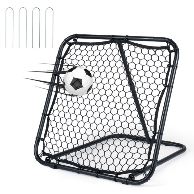 Football Rebounder with 7 Adjustable Angles and 4 Ground Stakes