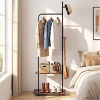 Freestanding Clothing Rack with Hanging Rod and Storage Shelves for Entryway and Bedroom