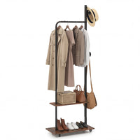 Freestanding Clothing Rack with Hanging Rod and Storage Shelves for Entryway and Bedroom