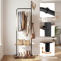 Freestanding Clothing Rack with Hanging Rod and Storage Shelves for Entryway and Bedroom