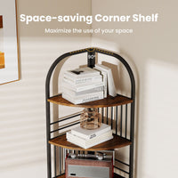 6-Tier Freestanding Corner Bookshelf with Heavy-duty Metal Frame