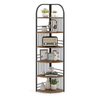 6-Tier Freestanding Corner Bookshelf with Heavy-duty Metal Frame
