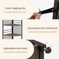 6-Tier Freestanding Corner Bookshelf with Heavy-duty Metal Frame