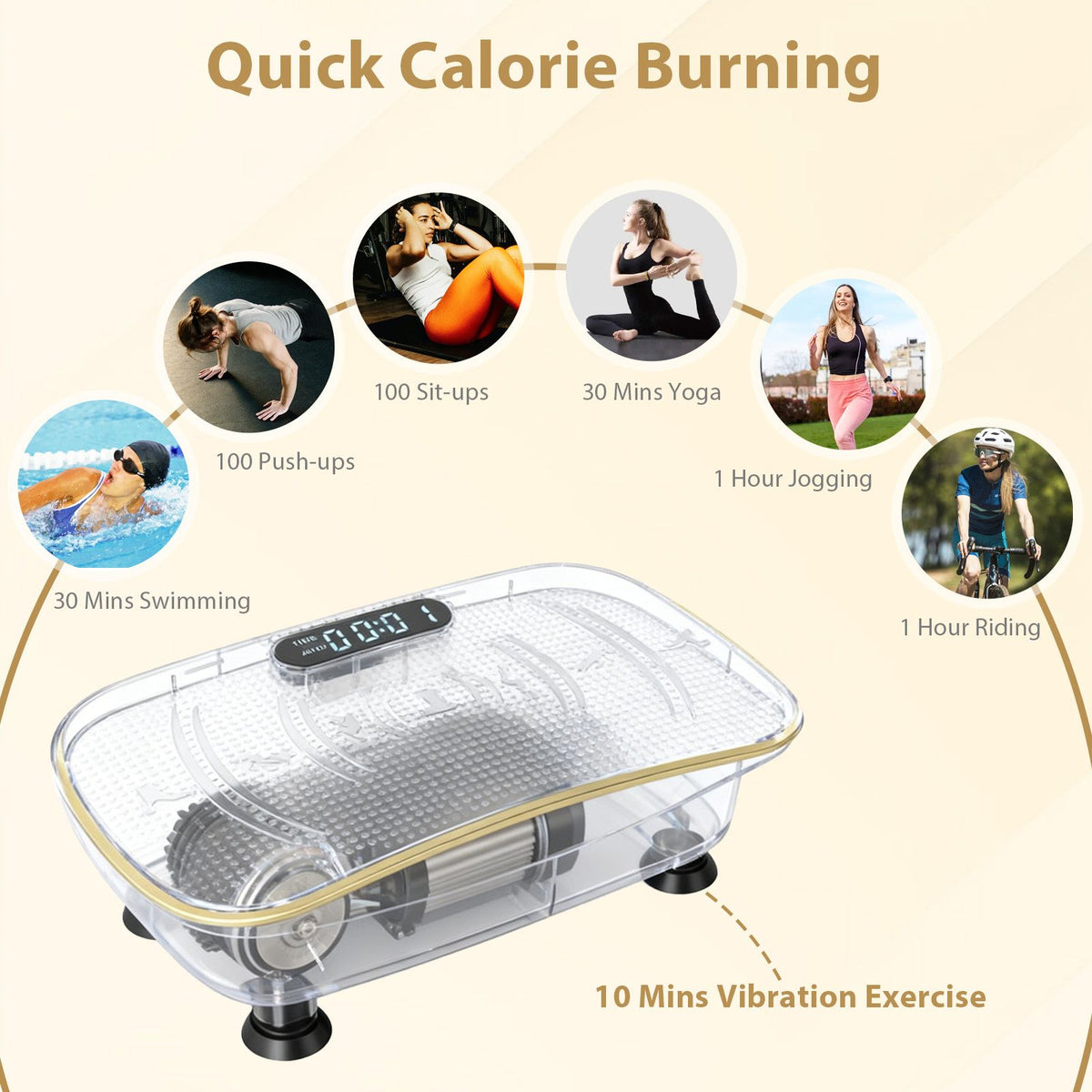 Full-Body Exercise Plate Machine with 10 Speed Intensities for Home