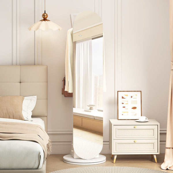 2-in-1 Full Length Mirror with Coat Rack and 4 Hanging Hooks