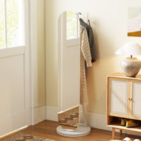 2-in-1 Full Length Mirror with Coat Rack and 4 Hanging Hooks