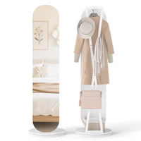 2-in-1 Full Length Mirror with Coat Rack and 4 Hanging Hooks