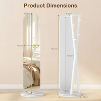 2-in-1 Full Length Mirror with Coat Rack and 4 Hanging Hooks