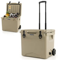 Hard Cooler w/Wheels & Handle, 40L Ice Chest w/Built-in Bottle Opener