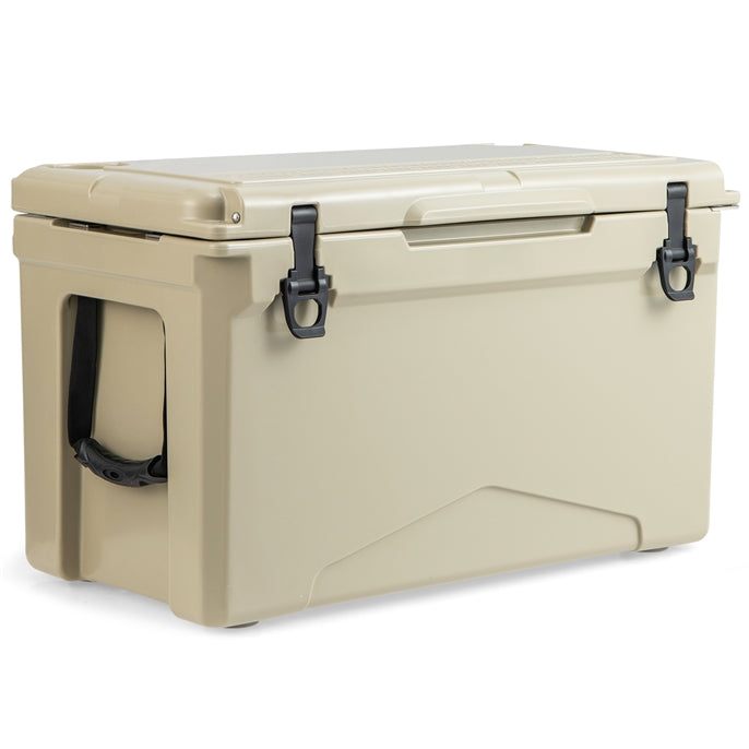 Insulated Portable Ice Chest with Integrated Cup Holders Hard Cooler w/Wheels & Handle