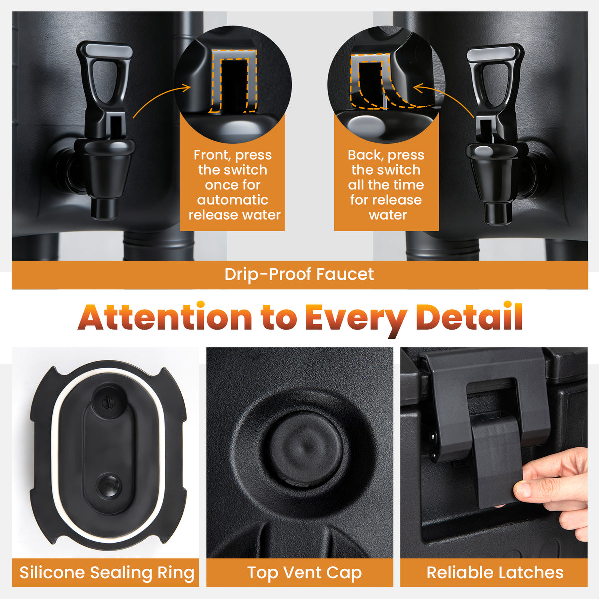 Giantex 10L Insulated Beverage Dispenser, Commercial Coffee Tea Iced Thermal Drink Server Container