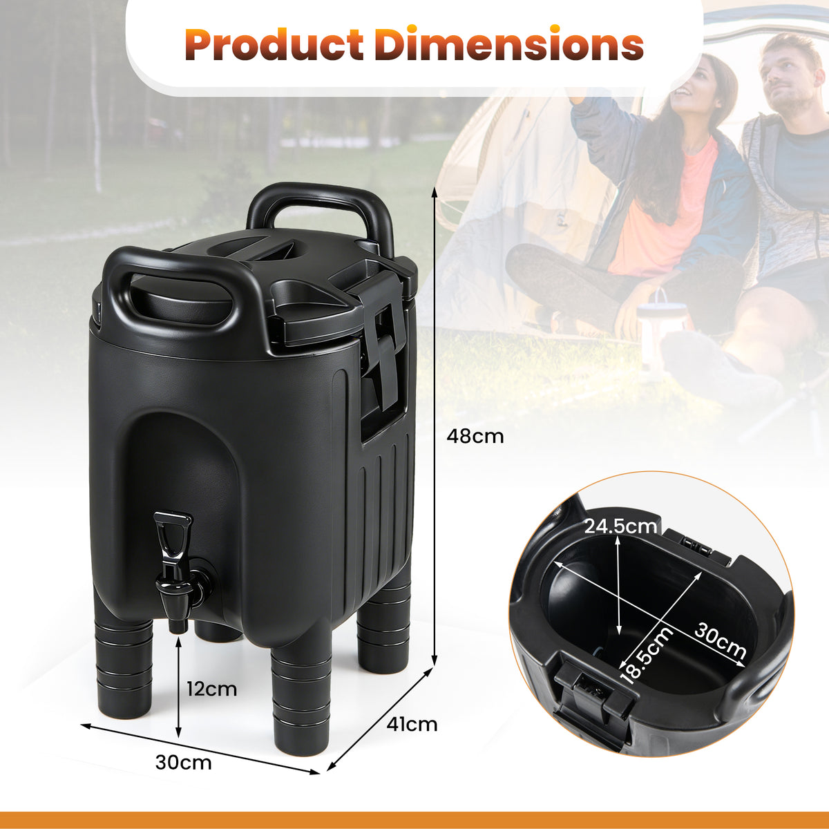 Giantex 10L Insulated Beverage Dispenser, Commercial Coffee Tea Iced Thermal Drink Server Container