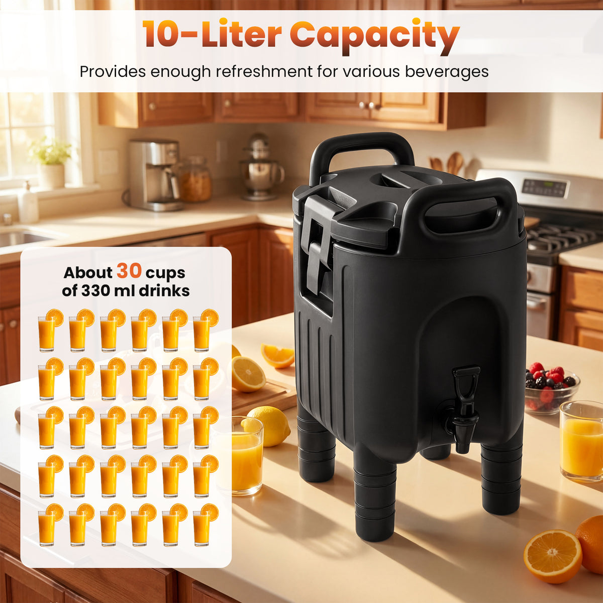 Giantex 10L Insulated Beverage Dispenser, Commercial Coffee Tea Iced Thermal Drink Server Container