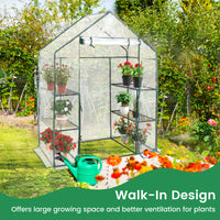 Greenhouse Outdoor Large Walk-in Plant Green House with 3 Tier Shelves for Plants