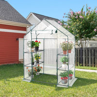 Greenhouse Outdoor Large Walk-in Plant Green House with 3 Tier Shelves for Plants