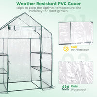 Greenhouse Outdoor Large Walk-in Plant Green House with 3 Tier Shelves for Plants