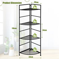 4 Tier Folding Metal Shelf Plant Stand Storage Corner Flower Display Rack Indoor Outdoor