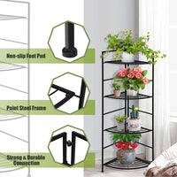 4 Tier Folding Metal Shelf Plant Stand Storage Corner Flower Display Rack Indoor Outdoor