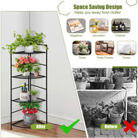 4 Tier Folding Metal Shelf Plant Stand Storage Corner Flower Display Rack Indoor Outdoor