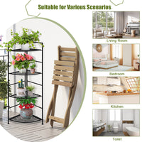 4 Tier Folding Metal Shelf Plant Stand Storage Corner Flower Display Rack Indoor Outdoor