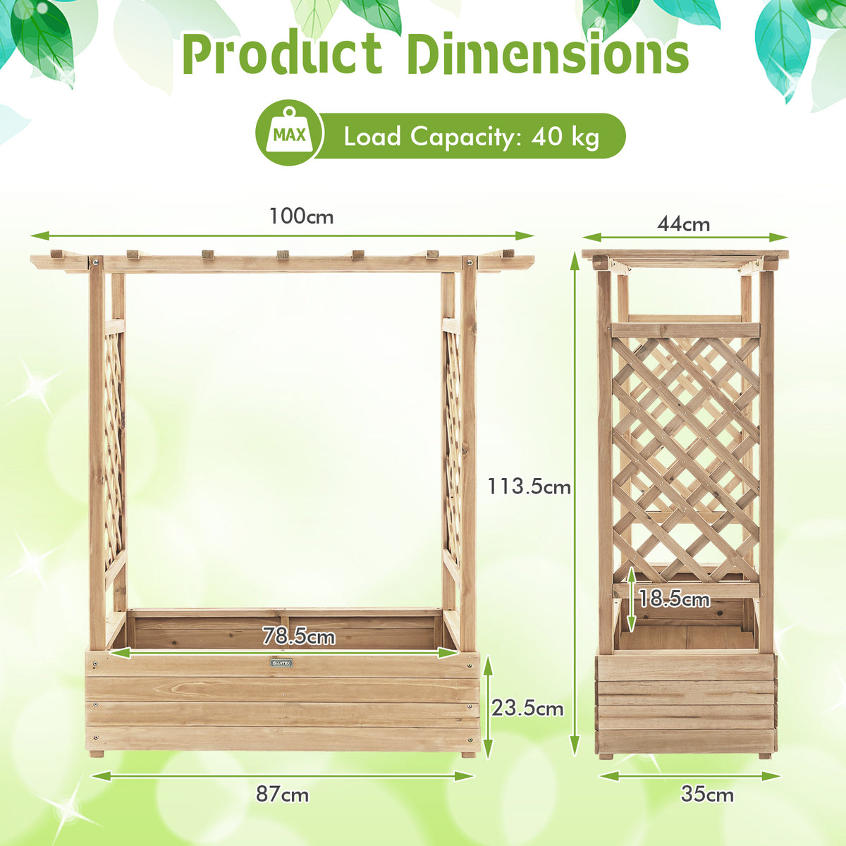 Giantex Raised Garden Bed with Trellis, Wood Planter Box with Roof & Side Trellis