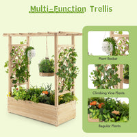 Giantex Raised Garden Bed with Trellis, Wood Planter Box with Roof & Side Trellis