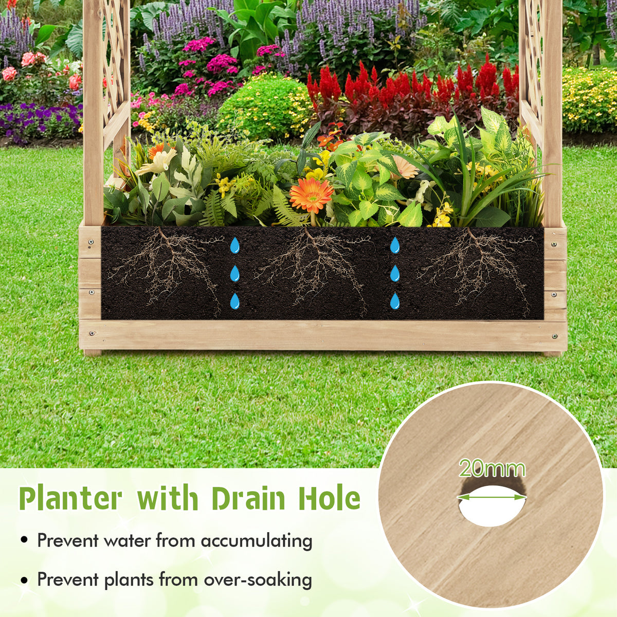 Giantex Raised Garden Bed with Trellis, Wood Planter Box with Roof & Side Trellis