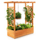 Giantex Raised Garden Bed with Trellis, Wood Planter Box with Roof & Side Trellis