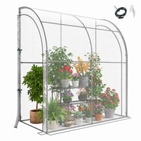 215 cm Portable Lean-to Walk-in Wall Greenhouse w/ Weatherproof PE Cover Outdoor