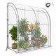 215 cm Portable Lean-to Walk-in Wall Greenhouse w/ Weatherproof PE Cover Outdoor