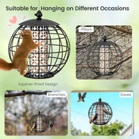 Squirrel-Proof Bird Feeder for Outdoor Hanging, Caged Seed Feeder for Wild Birds