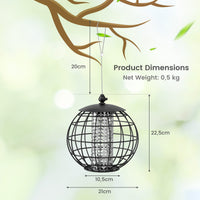 Squirrel-Proof Bird Feeder for Outdoor Hanging, Caged Seed Feeder for Wild Birds