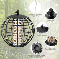 Squirrel-Proof Bird Feeder for Outdoor Hanging, Caged Seed Feeder for Wild Birds